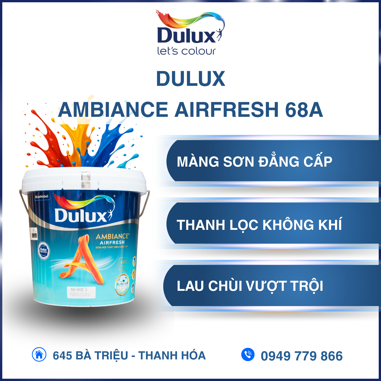 Sơn Nội Thất Siêu Cao Cấp DULUX AMBIANCE AIRFRESH 68A Sơn Nội Thất Siêu Cao Cấp DULUX AMBIANCE AIRFRESH 68A