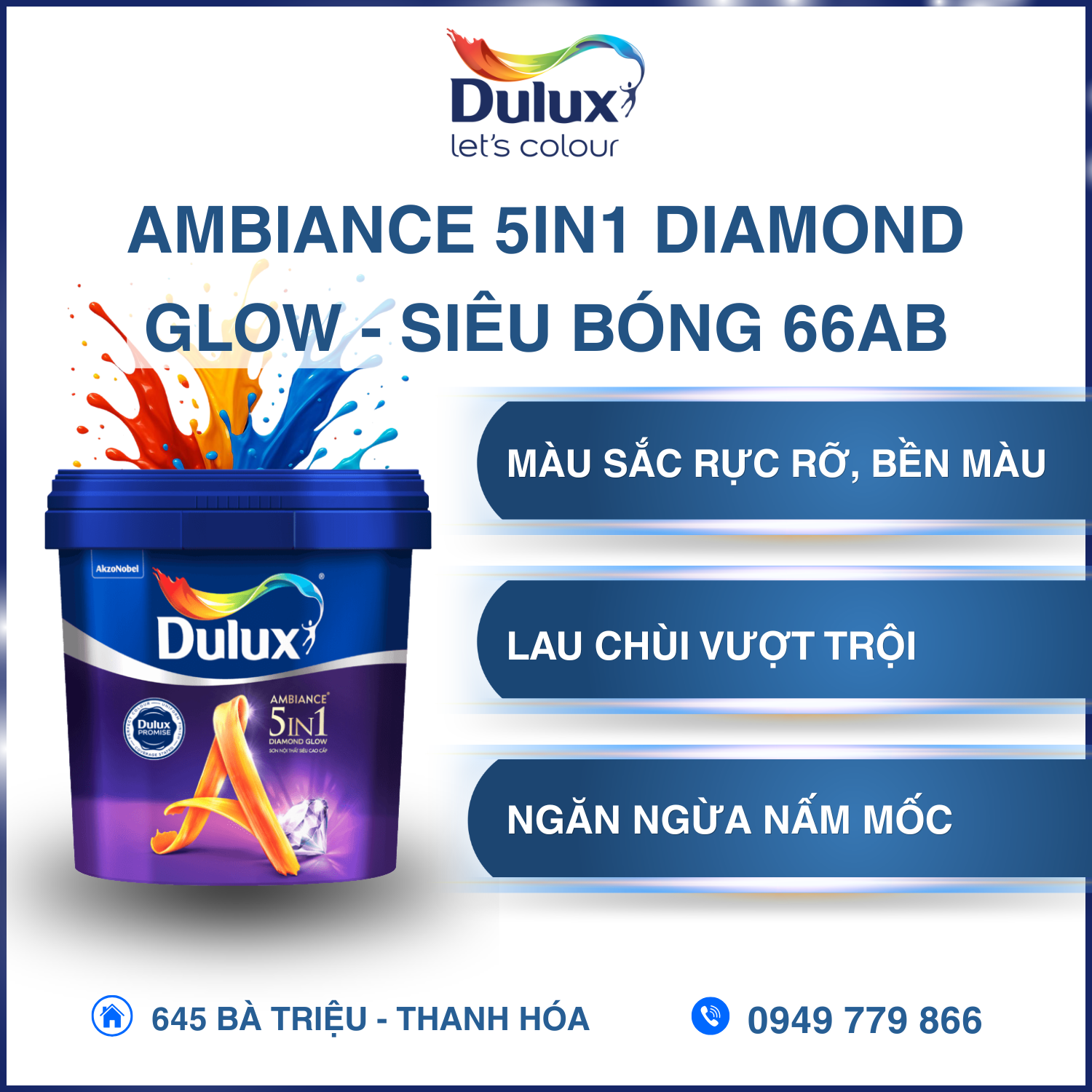 Dulux Ambiance 5in1 Diamond Glow - Siêu Bóng 66AB Dulux Ambiance 5in1 Diamond Glow - Siêu Bóng 66AB