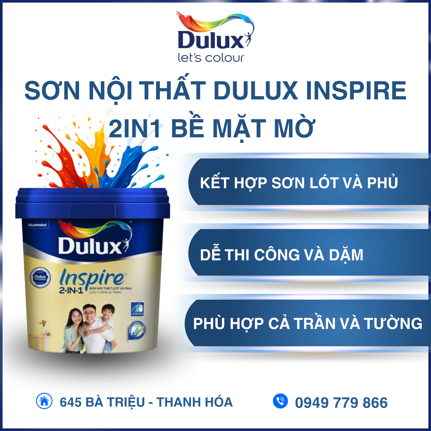Sơn Nội Thất Dulux Inspire 2IN1 Bề Mặt Mờ Sơn Nội Thất Dulux Inspire 2IN1 Bề Mặt Mờ