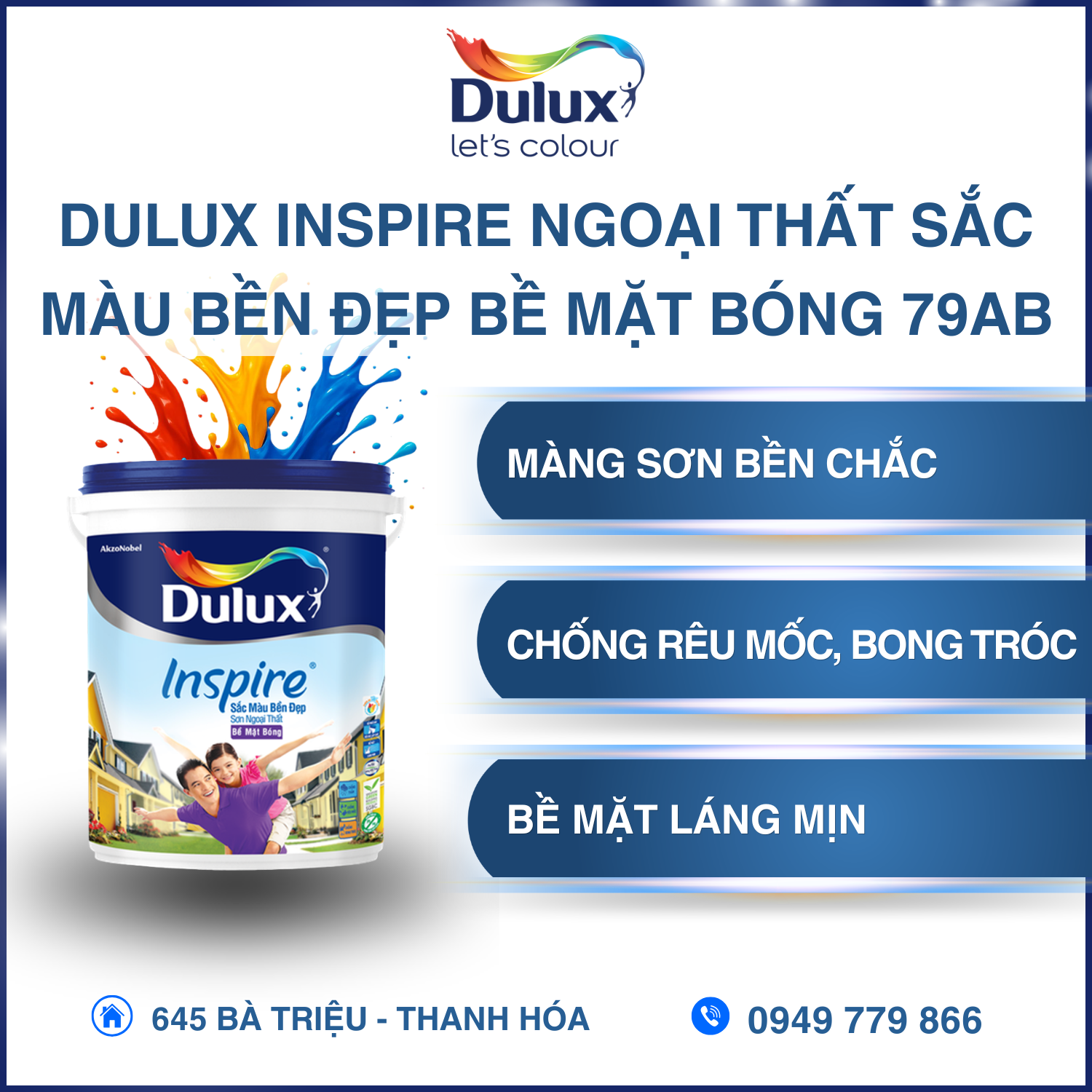 Dulux Inspire Ngoại Thất Sắc Màu Bền Đẹp Bề Mặt Bóng 79AB Dulux Inspire Ngoại Thất Sắc Màu Bền Đẹp Bề Mặt Bóng 79AB